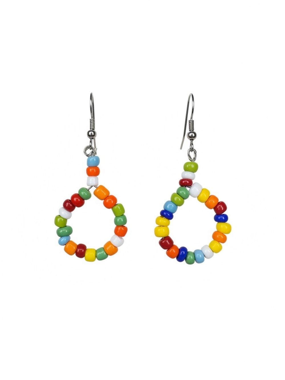 Handmade Multicolor Beaded Teardrop Dangle Earrings
